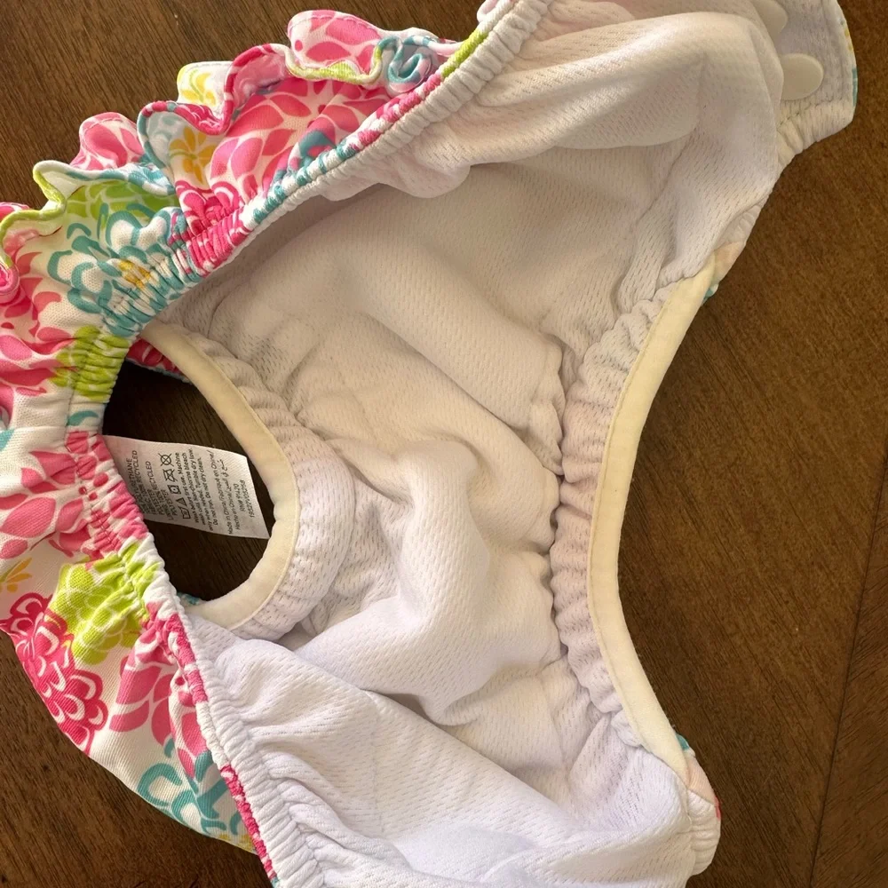 Reusable Floral Swim Diaper - Pink, Blue & Green